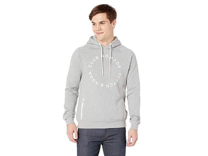 Scotch & Soda Club Nomade Signature Sweat Hoodie With Artworks (grey Melange) Men's Clothing