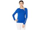 Bebe Keyhole Double Ring Long Sleeve Logo Tee (surf The Web) Women's Clothing