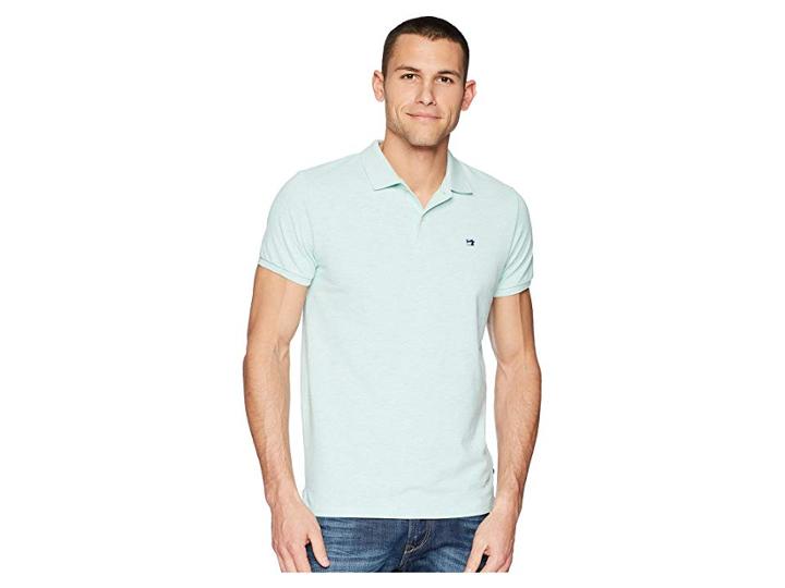 Scotch & Soda Classic Clean Pique Polo (jade Melange) Men's Short Sleeve Pullover
