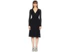 M Missoni Solid Knit Surplice Long Sleeve Dress (black) Women's Dress