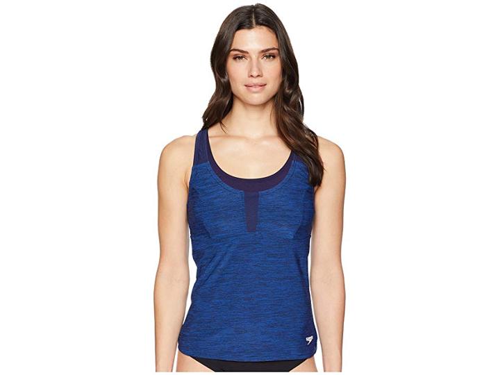 Speedo Heather Touchback Tankini (starry Blue) Women's Swimwear
