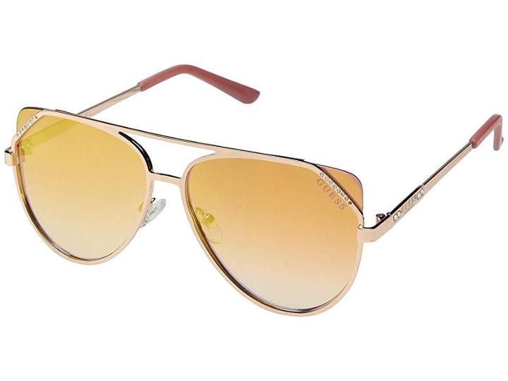 Guess Gf6071 (shiny Rose Gold/pink Flash Lens) Fashion Sunglasses