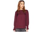 Vince Camuto Long Sleeve Smocked Cuff Ruffle Neck Rumple Blouse (cabernet) Women's Blouse