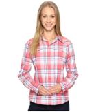 Columbia Silver Ridgetm Plaid L/s (red Camelia Dobby Plaid) Women's Long Sleeve Button Up