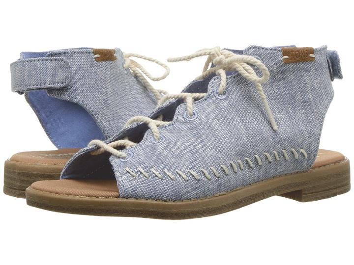Toms Kids Uma (little Kid/big Kid) (blue Slub Chambray) Girl's Shoes