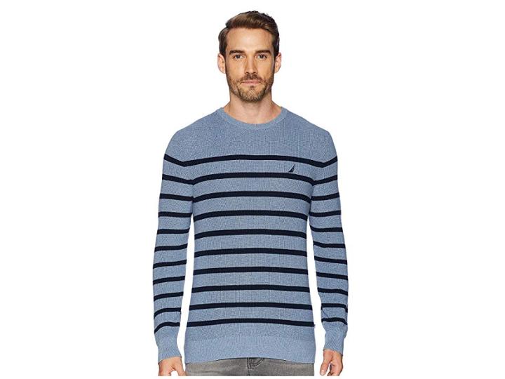 Nautica 12 Gauge Bretton Crew Sweater (deep Anchor Heather) Men's Sweater
