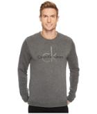 Calvin Klein Jeans Cotton Waffle And Spacer Logo Crew Neck Sweatshirt (dust Heather) Men's Sweatshirt