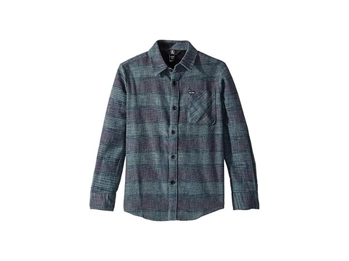 Volcom Kids Buffalo Glitch Long Sleeve Shirt (big Kids) (pine) Boy's Long Sleeve Button Up