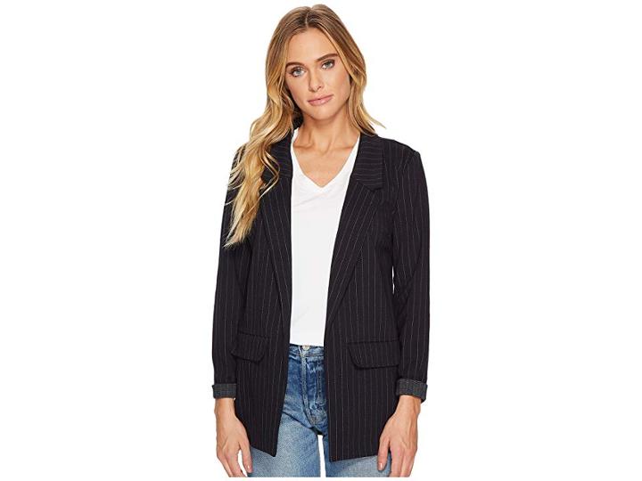 Liverpool Boyfriend Blazer In Wide Stripe Ponte Knit (navy) Women's Jacket