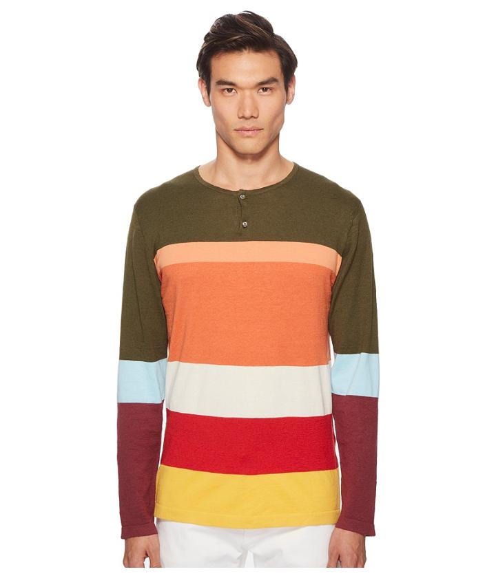 Missoni Color Block Henley Sweater (green) Men's Sweater