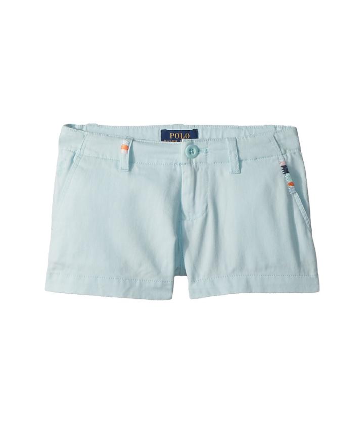 Polo Ralph Lauren Kids Embroidered Chino Shorts (toddler) (crystal Blue) Girl's Shorts