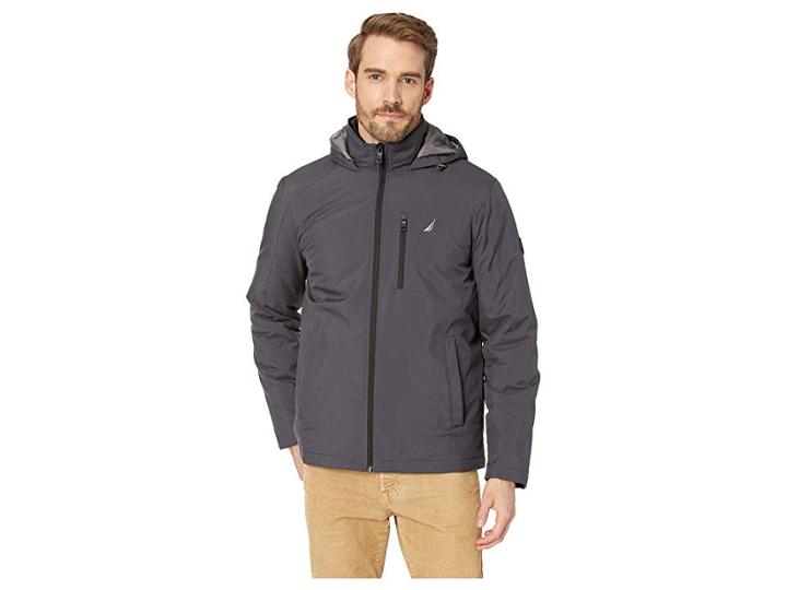 Nautica Hooded J-class Midweight Jacket (dark Grey) Men's Coat