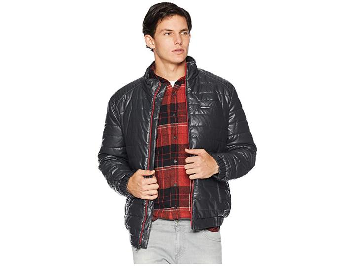 Members Only Pu Moto Puffer Jacket (charcoal) Men's Coat