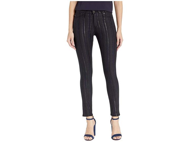 Ag Adriano Goldschmied Farrah Skinny Ankle In Gunmetal Metallic Stripe (gunmetal Metallic Stripe) Women's Jeans