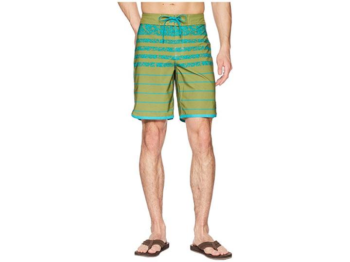Prana High Seas Shorts (green Field Stripe) Men's Swimwear