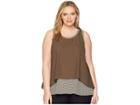 B Collection By Bobeau Plus Size Sydney Stripe Tank Top (olive Stripe) Women's Sleeveless