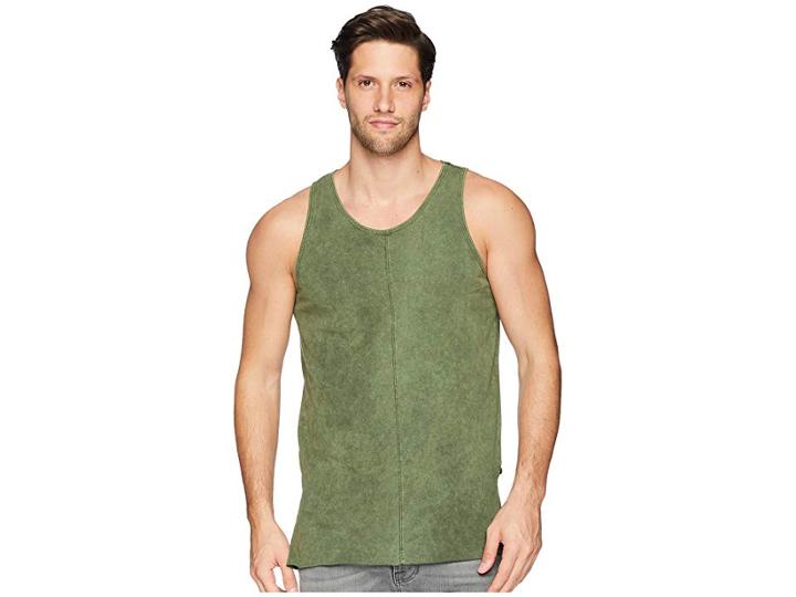 Scotch & Soda Summer Singlet With Deep Side Slit (army) Men's Clothing