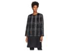Eileen Fisher Alpaca Shadow Plaid Round Neck Coat (black) Women's Coat