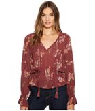 Astr The Label Rosalie Top (wine Multi Floral) Women's Clothing