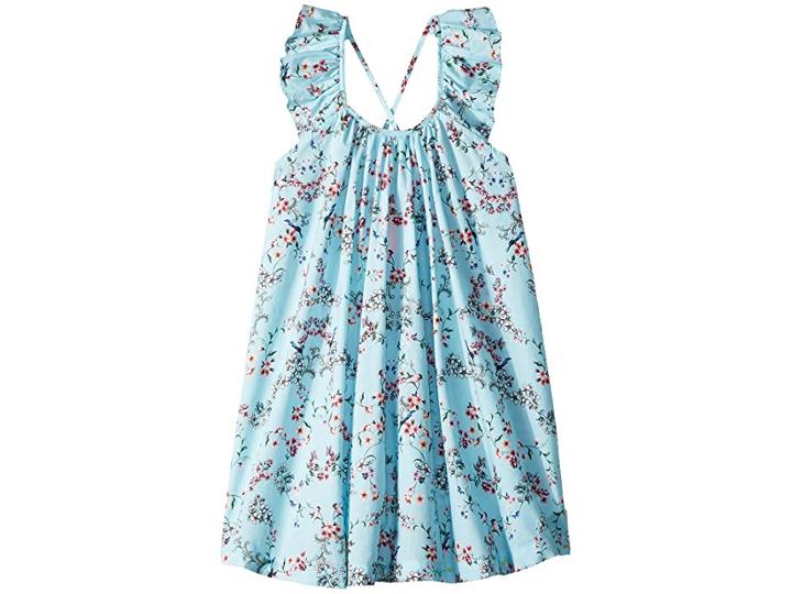 Seafolly Kids Blue Birds Garden Frill Dress Cover-up (toddler/little Kids) (blue Bird) Girl's Swimwear
