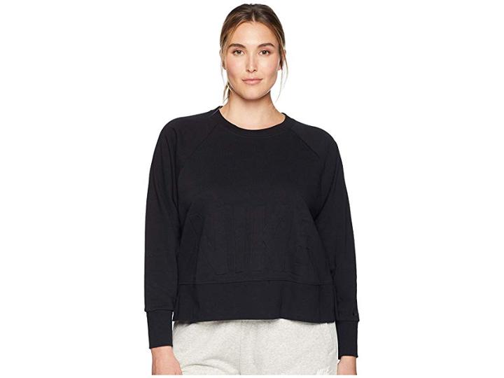Nike Versa Crew Top (size 1x-3x) (black/black) Women's Short Sleeve Pullover