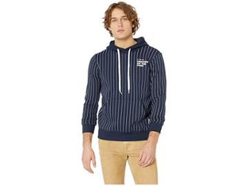 G-star Core Hooded Sweatshirt Pinstripe 1 All Over Long Sleeve (sartho Blue/milk All Over) Men's Clothing