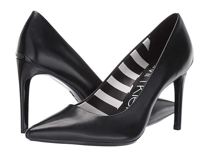 Calvin Klein Ronna (black Leather/stripes) High Heels