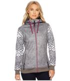 686 Ella Bonded Zip Fleece Hoodie (charcoal Printed Melange Texture) Women's Sweatshirt