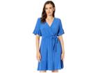 Nine West Panel Hem Dress W/ Overlap Bodice Elastic Waist (ultramarine) Women's Dress