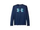 Under Armour Kids Tech Big Logo Long Sleeve (big Kids) (academy/blue Circuit) Boy's Clothing