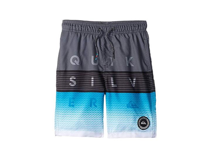 Quiksilver Kids Word Block Volley Shorts (toddler/little Kids) (iron Gate) Boy's Swimwear