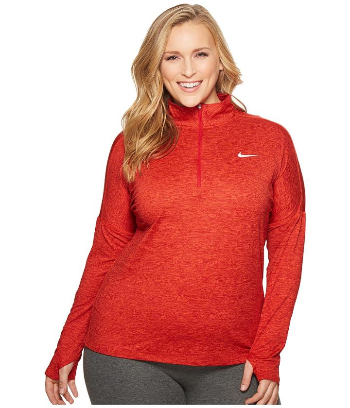 Nike Dry Element 1/2 Zip Running Top (size 1x-3x) (gym Red/habanero Red/heather) Women's Long Sleeve Pullover