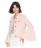 Romeo & Juliet Couture Bell Sleeve Distressed Denim Jacket (dusty Pink) Women's Coat