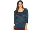 Michael Michael Kors Scattered Foulard Peasant Top (black/luxe Teal) Women's Clothing