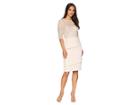 Adrianna Papell 3/4 Sleeve Bead Bodice Cocktail Dress With Artichoke Crepe Skirt (blush) Women's Dress