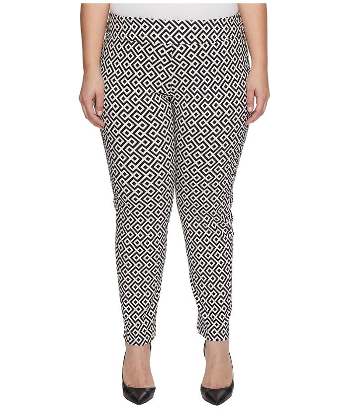 Krazy Larry Plus Size Pull-on Ankle Pants (black/white Geometric Print) Women's Dress Pants