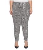Krazy Larry Plus Size Pull-on Ankle Pants (black/white Geometric Print) Women's Dress Pants