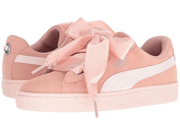Puma Kids Suede Heart Jewel (big Kid) (peach Beige/pearl) Girls Shoes