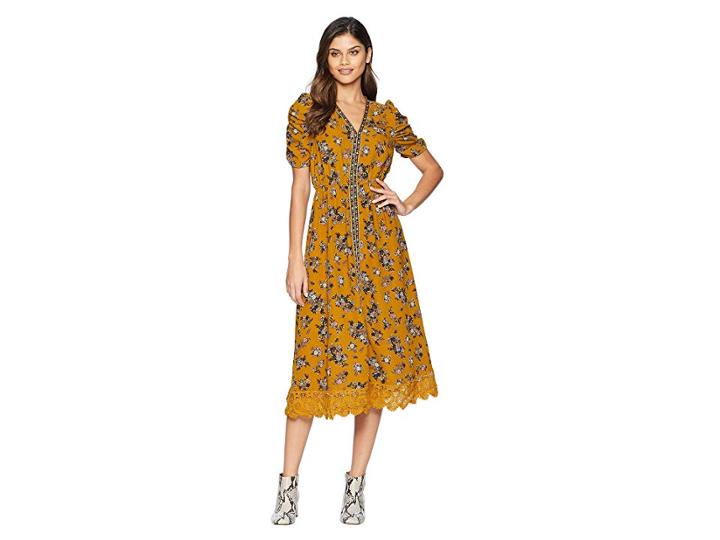 Moon River Midi Dress (golden Rod) Women's Dress