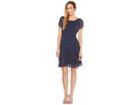 Tahari By Asl Pindot Chiffon Dress (navy/white) Women's Dress