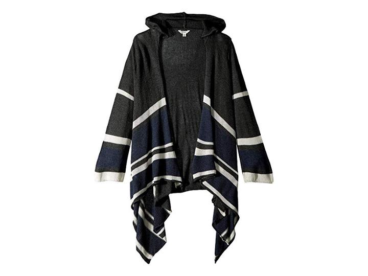 Maddie By Maddie Ziegler Hooded Cardigan W/ Stripe Detail (big Kids) (grey Heather) Girl's Sweater