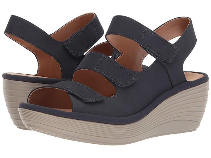 Clarks Reedly Juno (navy Nubuck) Women's Wedge Shoes