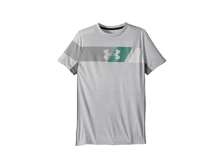 Under Armour Kids Threadborne Tech Tee (big Kids) (overcast Gray Medium/green Typhoon/green Typhoon) Boy's T Shirt