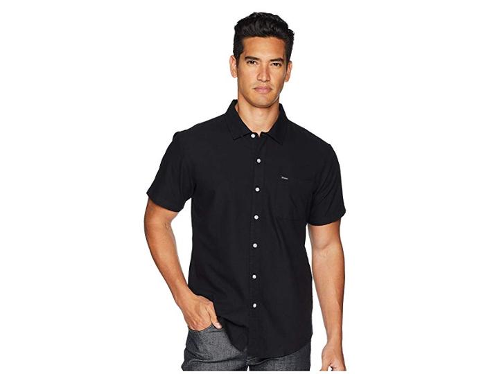 Brixton Charter Oxford Short Sleeve Woven (black) Men's Clothing