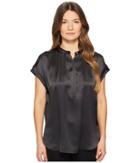 Vince Shirred Neck Pullover (slate) Women's Short Sleeve Pullover