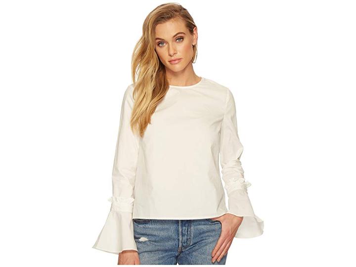 J.o.a. Ruffled Trumpet Sleeve Top (white) Women's Clothing
