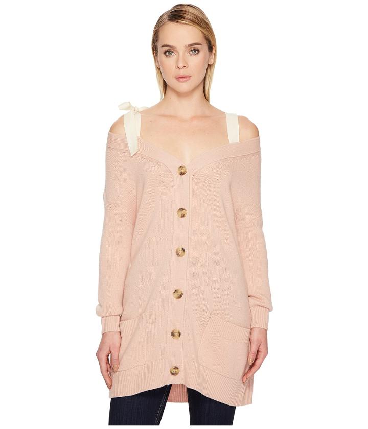 Red Valentino Oversized Cardigan With Grosgrain Bow (blush) Women's Sweatshirt