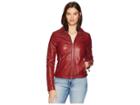 Kenneth Cole New York Pu Zip Front Jacket (ruby Red) Women's Coat