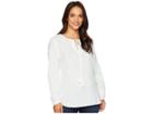 Dylan By True Grit Soft Summer Cabana Stripe Long Sleeve Shirt With Tie Tassel (white/sky) Women's Long Sleeve Pullover