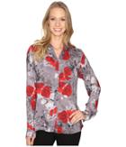 Jag Jeans Roan Shirt In Printed Rayon (grey/floral) Women's Clothing